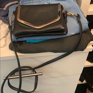 black faux leather crossbody